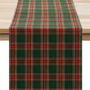 Softalker Christmas Checkered Tartan Table Runner - Green Buffalo Plaid Xmas Stain Resistant Washable Table Decoration for Dining/Parties/Holiday Decor, 13 x 90 Inch