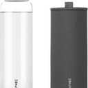 Glass Water Bottles 32 oz, 1 liter / 1000ml Wide Mouth Glass Drinking Bottles with Lids, Large Reusable Borosilicate Water Bottle for School Home Office Travel Sport Yoga Gym, 1 Pack