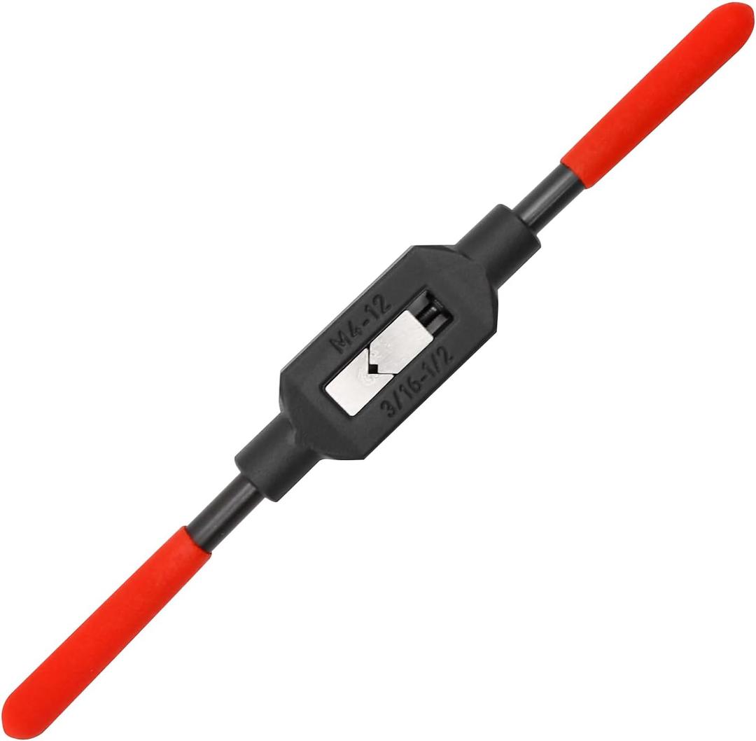 3 Different Adjustable Tap Wrench Handle Thread Tap Holder Reamer Hand Tapping Tool for Machinist Repair with Plastic Dipped Handle (3/16"-1/2"(M4-M12))