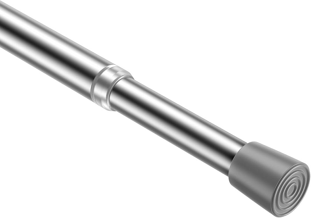 1Pcs Spring Tension Curtain Rod 26-39 inch Spring Tension Rods Silver Tension Rods Adjustable Spring Rod Extendable Tension Rod For Kitchen, Bathroom, Window, Bookshelf,Closet.