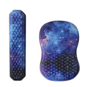 Ergonomic Mouse Pad Wrist Support and Keyboard Wrist Rest, Computer Carpal Tunnel Mouse Pads for Desk with Coaster Set, Memory Foam Mousepad with Non-Slip PU Base for Home Office (Dark Blue)