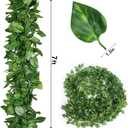 84 feet Artificial Vines Greenery Garland Fake Hanging Leaves Faux Foliage Plants for Wedding Party Garden Home Kitchen Office Wall Decorations (Scindapsus/12 Strands)