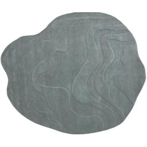 Handmade Wool Area Rug – Irregular Shape, Modern Wavy Contour, Thick and Soft 3D Textured Design, Ideal for Living Room, Bedroom & Home Decor (Light Blue, 5' x 8')