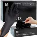 FINITEX - Black Nitrile Disposable Gloves, 5mil, Powder-free, Medical Exam Latex-Free 100 PCS For Examination Home Cleaning Food Glove (Medium)