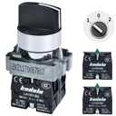 10 Amp 3 Position Rotary Switch 22mm 7/8in Mounting Hole Selector Switch Maintained DPST 2NO Latching Switch 12V 24VDC 110V 120V 220VAC for Car, Control Box