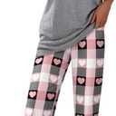 CHICME Womens Pajamas Sets 2 Piece Short Sleeve Lounge Set Printed Loose Pants Pj Sets Loungewear Set (XX-Large, D-heart Gray)