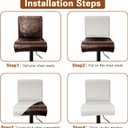 PU Leather Bar Stool Covers with Backs, 6 Pack Stretch Waterproof Bar Stool Chair Covers Washable & Comfortable Barstool Covers Slipcovers with Back for Pub/Counter/Dining Room Decoration (Cream)