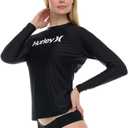 Hurley Rash Guard for Women, Womens Rash Guard Long Sleeve Shirts, Rashguard Swim Shirt Women UPF 50+ SPF & UV Protection (Black, XS)
