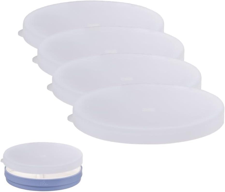 Elk and Friends Kids 6.7" Porcelain Plate Silicone Lids | Lids Only | Microwave & Dishwasher Safe (Neutral)