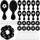 12 Sets Soccer Hair Ties&Hair Brushes&Bracelets&Organza Bags Mini Detangler Brushes Soccer Scrunchies Bracelets with Soccers Pendant Soccer Team Gifts Bulk for Cheerleader Team Coaches