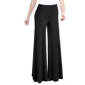 Made By Johnny MBJ Women's Casual Comfy Solid/Tie Dye Wide Leg Palazzo Lounge Pants (Medium, Wb750_Black)