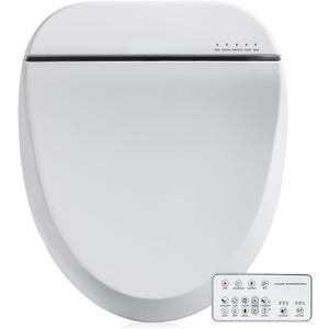 ZMJH A102DS-W Electronic Bidet Toilet Seat, Round, Smart Unlimited Warm Water, Heated Seat with Slow Closes, Vortex Wash, Warm Dryer, Rear and Front Wash, Remote Control, Night Light, White