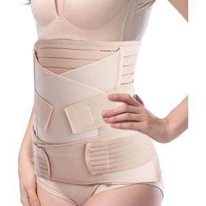 TiRain 3 in 1 Postpartum Belly Support Recovery Belly/Waist/Pelvis Belt C Section Postpartum Belly Wrap Band Corset waist trainer (One Size, Nude)