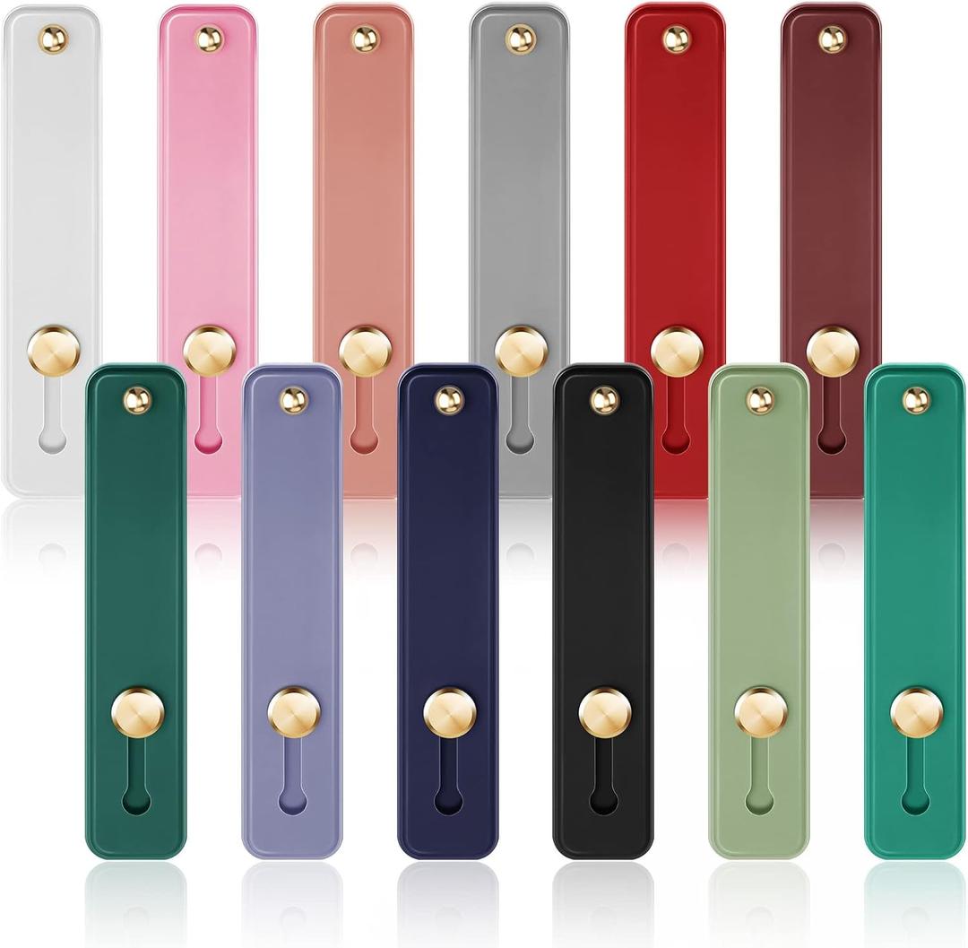 Weewooday 12 Pcs Phone Grip Strap Telescopic Finger Strap Bracket Portable Phone Finger Kickstand Handle Grip Holder(Soft Colors)