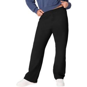 Hanes Women's Sweatpants, EcoSmart Fleece Pants, Pocketless Open-Bottom Sweatpant, Regular & Petite (Medium, Ebony)