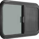 Horizontal RV Window, 24" W x 20" H Tinted Sliding RV Window with Net Screen and Trim Ring, Suitable for 1-1/8" Thick Walls, DOT Approved