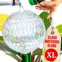 16 Oz Plant Watering Globes for Indoor Plants with Metal Self Watering Planter Insert - Premium XL Glass Hand-Blown Globe - Automatic Plant Waterer Indoor, Gift Idea for Gardeners [1 Globe, Textured]