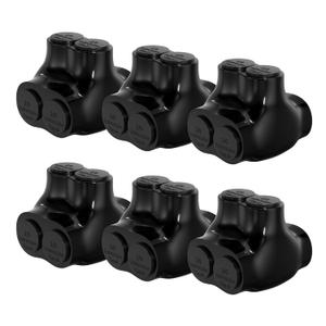 2 Port Dual Entry Insulated Multi Tap Connector 2/0-6 AWG Aluminum Wire Connector Splice Electrical Power Connector 3/16" Allen Hex - 6 Pack