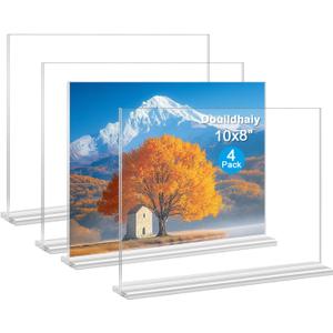Acrylic Picture Frames 8x10 inches, 4 Pack Clear Plastic Picture Frames Holder Standing,8x10 Double Sided Picture Desktop Display for Photo Home Office - Horizontal (10x8")