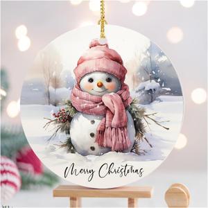 2 x Snow Man Christmas Ornaments for Christmas Tree Snow Man Tree Ceramic Ornament Hanging Snowmen Ornaments for Xmas Holiday Home Decor Gift Exchanges Idea Party Supplies(Snow1)