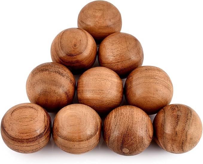 Acacia Wood Decorative Ball Set of 10 for Centerpiece or Individual Use Ideal for Use in Tray Bowl or Basket Décor (2" x 2" x 2")