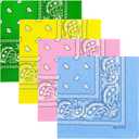 4 Pack 100% Cotton Bandanas 22x22 inches - Multi-Purpose Square Scarfs for Men & Women, Headbands, Face Cover