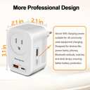 Voltage Converter US to Europe, 220V to 110V Converter for European Travel, Universal Travel Adapter with 20W PD, 2 Type-C Port 2 USB-A, Power Plug Combo for Germany Italy - White-YA