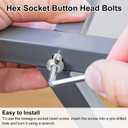 uxcell M8x35mm Machine Screws Hex Socket Round Head Screw 304 Stainless Steel Fasteners Bolts 10pcs