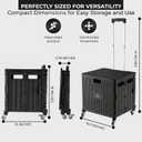 Rolling Cart for Teachers – Collapsible Cart with Wheels, Foldable Utility and Grocery Cart on Wheels for Classroom, Office, Travel, Tool Box, and Move Luggage (Black)