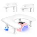 Manicure Arm Rest for Nails Tech: U-shaped Adjustable Nail Armrest - White PU Leather Hand Stand Rest for Manicurists