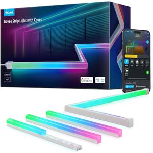 Govee RGBIC LED Strip Lights 32.8ft with Covers, Smart Lights Work with Alexa and Google Assistant, LED Diffuser Channel with LED Lights for Bedroom, Skirting Lines, Studio, Cabinet