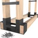 Mr IRONSTONE Firewood Rack Outdoor Indoor, Firewood Rack Brackets Kit Adjustable to Any Length, Heavy Duty Fire Wood Storage Racks with 34 Accessories, Fireplace Wood Holder For Patio Deck (Black)