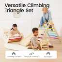 Tiny Land Pikler Triangle Set, 7-in-1 Foldable Pikler Triangle Climbing Toys Set for Kids,Baby Indoor Playground Jungle Gym, Wooden Montessori Climbing Set for Toddler (Rainbow), Standard