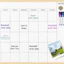 Magnetic Monthly Calendar Whiteboard, 30'' x 20'' Dry Erase Calendar for Wall Office School Home, Gold Wooden Frame