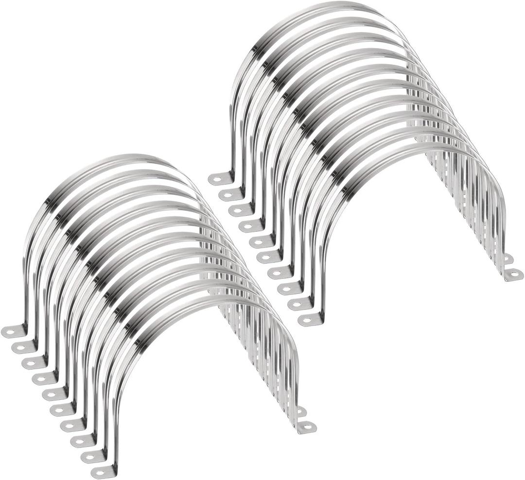HARFINGTON 20pcs 5 1/2 Inch 140mm Conduit Clamps, M140 U Tube Pipe Clamp, Stainless Steel Rigid Pipe Strap, U Shaped Bracket with Two Hole for Pipe Tube Hose Wire Cord Fixing