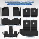 Custom Fit Floor Mats for Cadillac XT6 6 Seats/Captain Seat 2020-2026 | All Weather TPE Floor Liners with Trunk Mat & Backrest Protectors & Door Sill Guard | Odorless Full Set Interior Accessories