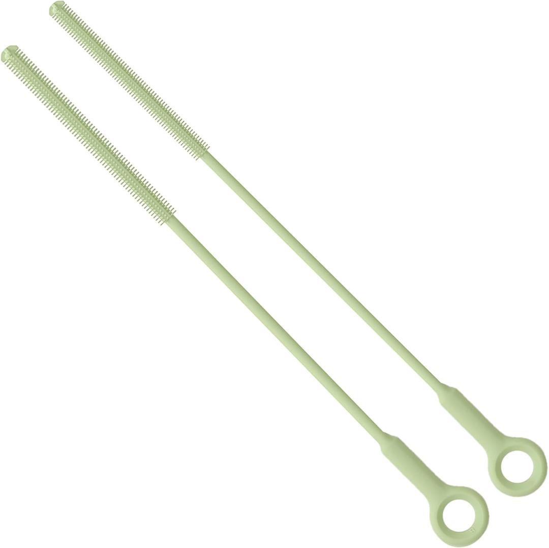 Extra Long Straw Cleaner Brush,Reusable and Soft Silicone Straw Cleaning Brush to Clean Crevice(Avocado Green)