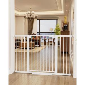 Cumbor 36" Extra Tall Baby Gate for Stairs, 29.7-54.2" Extra Wide Dog Gate for Doorways Hallways, Pressure Mounted Child Gate for Wide Opening, Auto Close Personal Safety for Babies and Pets, White (29.7-54.2"W x 36"H)