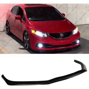 3Pcs Front Bumper Lip Compatible with 2013-2015 Honda Civic, JDM CS Style Air Dam Lower Chin Spoiler Splitter Fit for 13-15 Sedan, Protection Body Kit (Glossy Black)