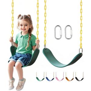 little dove Heavy Duty Swing Seat, Kids Swing with 66" Rust-Resistant Chains, Swing Set Accessories Replacement with Quick Links, Swing for Swingset Outdoor Playground, Green (1 Pack)