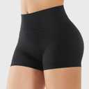 YEOREO Women's Biker Shorts 2.5" No Front Seam Elysina High Waist Hidden Scrunch Workout Gym Yoga Running Shorts (Black, M)