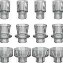 Vixdonos Taper Glass Candlestick Holders Tealight Candle Holders for Table Centerpieces, Wedding Decor and Dinner Party (6 Pcs, Gray)