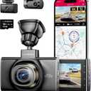 LD02 5K 3 Channel Dash Cam 5G WiFi with Free 64GB Card, 4K+1080P+1080P Front Inside and Rear Triple Car Camera, IR Night Vision Voice Control, Build-in GPS 24H Parking Mode, Easy to Install (LD02)