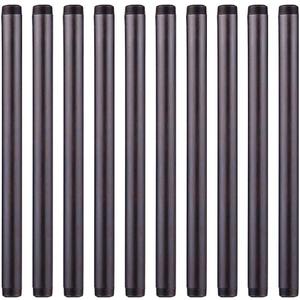 1” x 18 ” Black Malleable Steel Nipples Fitting, 1-Inch Threaded Pipe Nipples, DIY Steampunk Industrial Vintage Style, 10 Pack.