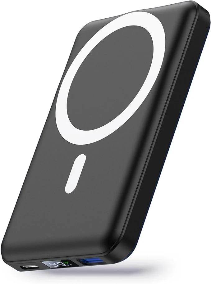 Wireless Power Bank, Yiisonger Slim 10000mAh Magnetic Portable Charger 22.5W PD Fast Charging, Mini Mag-Safe Battery Pack QC3.0 LED Display USB-C Compatible with iPhone 13&12/ Pro Max/Pro/Mini (Black)
