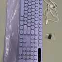 Wireless Keyboard and Mouse Backlit - Typewriter Keyboard with Retro Round Keycaps, Detachable Wrist Rest, Light Up Letters, 2.4G Rechargeable Combo for Mac, Windows, PC, Laptop, Trueque (Purple)