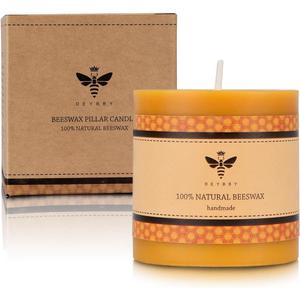 3 x 3'' Natural Beeswax Pillar Candle, Large Beeswax Candle for Home Spa Yoga, Yellow Raw (3x3 inch(1 Pack))