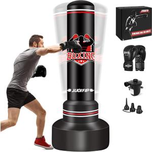 Heavy Punching Bag with Stand Adults Teens,70" Freestanding Boxing Bags Kicking Bag Heavy Bag with Boxing Gloves and Electric Air Pump, Kickboxing Training Equipment Bags Thai Fitness Karate