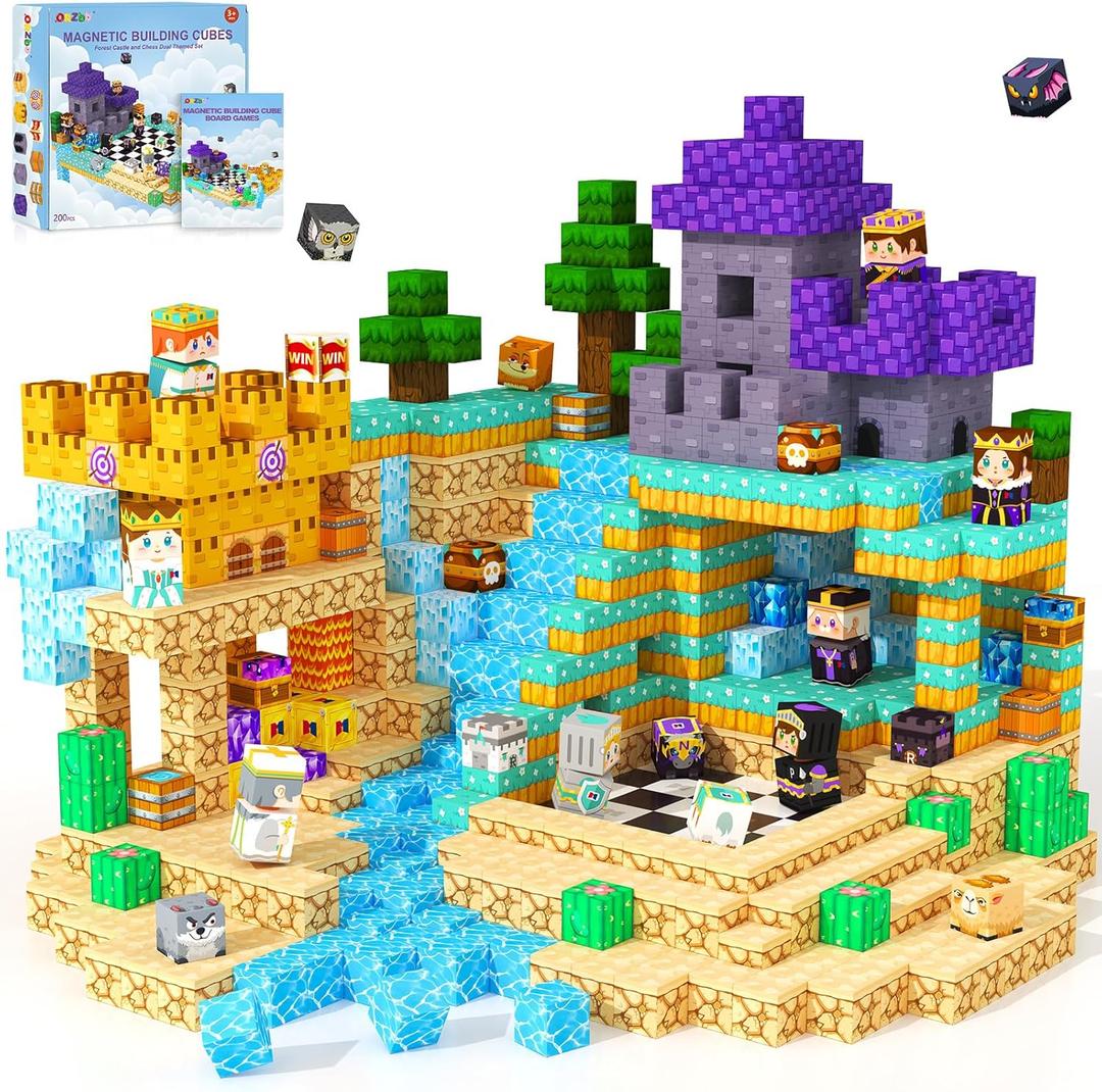 Magnetic Blocks Board Games Chess Set, Magnetic Tiles Building Blocks Kids Classroom Must Haves Montessori Education Sensory Magnet Cubes Toys, Toddler Birthday Gift for 3+ Year Old Boys Girls. (Color-7)