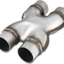 AUTOSAVER88 Exhaust X Pipe 2.5 Inch Inlet, 2.5" Inlet 2.5" Outlet 12" Long 201 Stainless Steel Universal Exhaust Pipe for Smoother Exhaust, Dual 2 1/2 Inch Crossover X Pipe, Weld-On